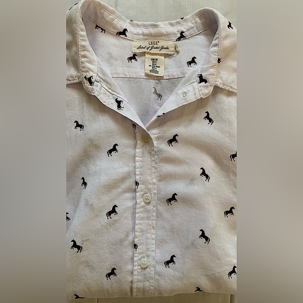 L.O.G.G. H&M button down shirt with horse print